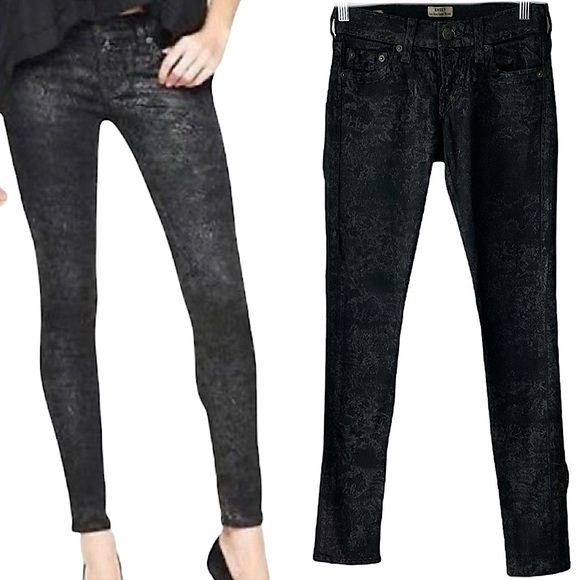 True Religion Denim - TRUE RELIGION limited edition Casey super skinny black coated district jeans 24